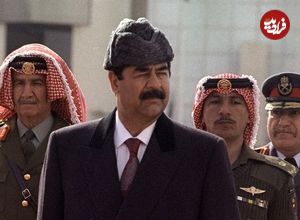 عکس| سفر در تاریخ؛ «ملک حسین، پادشاه اردن» در حال قدم زدن با «صدام»؛ سال 1369