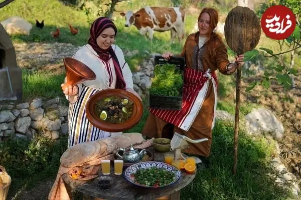 ببینید| غذای روستایی در مراکش؛ برداشت کاهو، تهیه نان و پخت طاجین بره در طبیعت