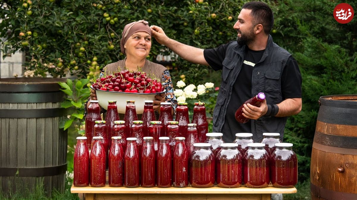 ببینید؛ غذای روستایی در آذربایجان؛ برداشت آلوچه جنگلی و تهیه رب با آن