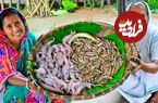 ببینید؛ غذای روستایی در هند؛ پخت خورشت کاری با ماهی های ریز