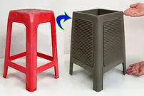 (ویدئو) نحوه طراحی و ساخت آسان یک گلدان سیمانی زیبا با صندلی پلاستیکی