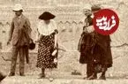 عکس| سفر به ایران قدیم؛ زنان و مردان اروپایی در کنار نقش‌برجسته «چشمه‌علی شهرری» در دوران قاجار