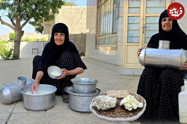 ببینید؛  غذای روستایی در ایران؛ تهیه ماست سنتی و دوغ توسط مادربزرگ ایلامی
