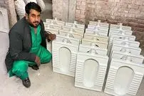 ببینید| مراحل ساخت انبوه کاسه توالت در کارگاهی در پاکستان