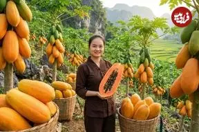 ببینید| غذای روستایی در چین؛ برداشت پاپایا و تهیه سوپ با آن در روستا