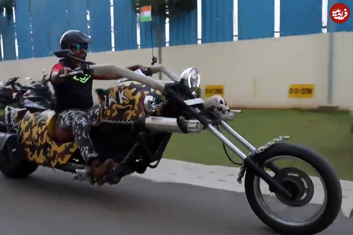 (ویدئو) طراح هندی طولانی ترین موتورسیکلت جهان را ساخت