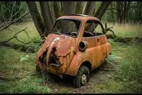 ببینید| فرآیند بازسازی و رنگ آمیزی یک خودروی «بی ام و ایستا» رها شده در جنگل