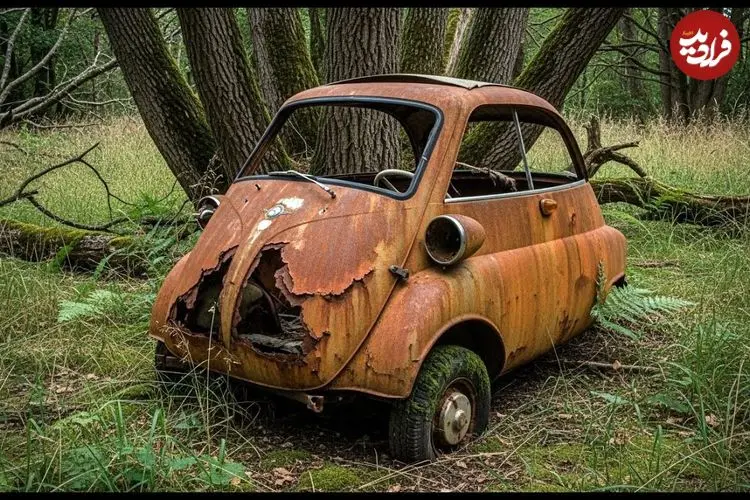 ببینید| فرآیند بازسازی و رنگ آمیزی یک خودروی «بی ام و ایستا» رها شده در جنگل