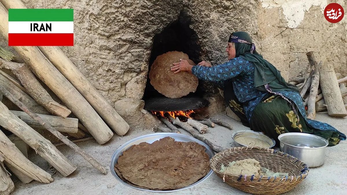 (ویدئو) پخت حیرت انگیز نان بلوط روی ساج توسط بانوی عشایر ایرانی