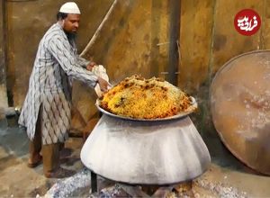 ببینید؛ غذای خیابانی در هند؛ پخت بریانی گوشت گوسفند در حیدرآباد