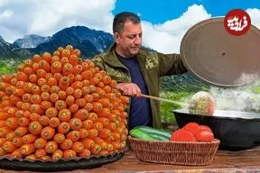 ببینید| غذای روستایی در آذربایجان؛ پخت کابلی پلو با گوشت بره و هویج در طبیعت روستا