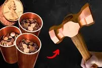 ببینید| فرآیند دیدنی ساخت چکش از 1000 سکه پنی مسی ذوب شده در آمریکا