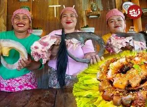 ببینید| غذای روستایی در سنگاپور؛ کباب کردن دم گاو روی آتش