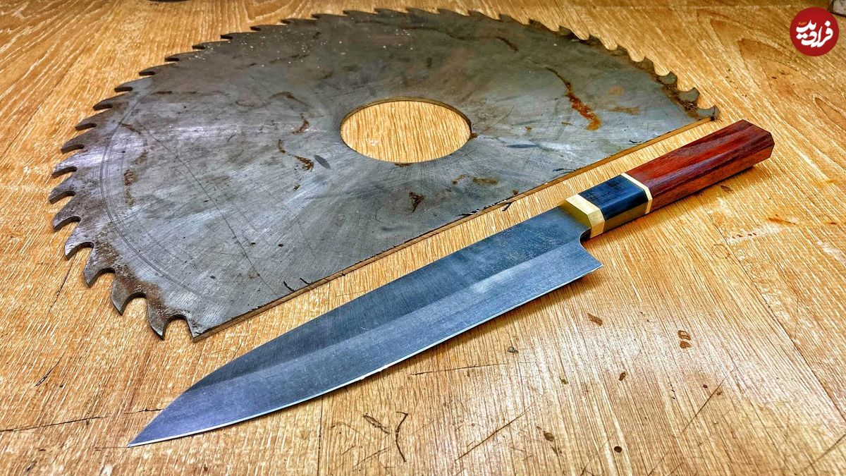 ببینید؛ فرآیند صفر تا صد ساخت چاقوی آشپزخانه ژاپنی با تیغه اره زنگ زده 