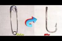 (ویدئو) با این روش استادانه سنجاق قفلی را به قلاب ماهیگیری تبدیل کنید!