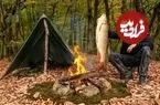 ببینید| غذای روستایی در آذربایجان؛ صید ماهی و کباب کردن آن در جنگلی زیبا