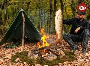 ببینید| غذای روستایی در آذربایجان؛ صید ماهی و کباب کردن آن در جنگلی زیبا