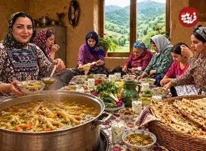 ببینید| غذای روستایی در ایران؛ پخت سوپ پای مرغ و نان سنتی در روستایی زیبا