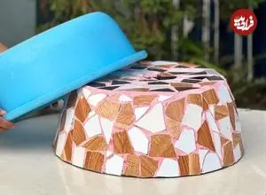 ببینید| مراحل ساخت گلدان با استفاده از کاشی و سیمان به روش استاد چینی