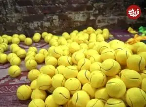 ببینید| فرآیند دیدنی تولید انبوه توپ تنیس در کارگاهی در پاکستان