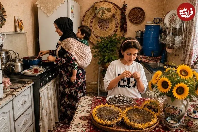 ببینید| غذای روستایی در ایران؛ پخت یک غذای متفاوت با مرغ، سس قارچ  و تخمه آفتابگردان