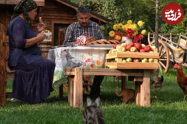 ببینید| غذای روستایی در آذربایجان؛ پخت کیک پای سیب در طبیعت زیبای روستا