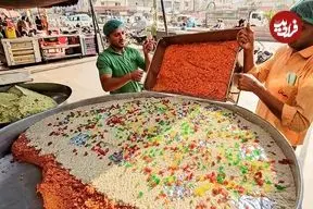 ببینید| غذای خیابانی در پاکستان؛ پخت حلوا با 200 کیلو هویج در کراچی