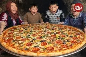 ببینید| غذای روستایی در افغانستان؛ پخت پیتزا در غار توسط زوج افغان