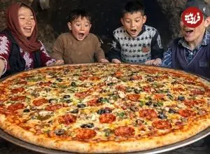 ببینید| غذای روستایی در افغانستان؛ پخت پیتزا در غار توسط زوج افغان