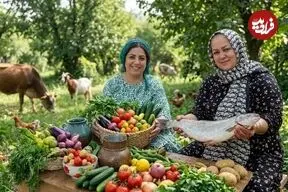 ببینید| غذای روستایی در ایران؛ کباب کردن ماهی قزل آلا روی آتش و پخت کیک با گلابی تازه