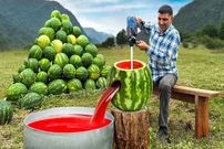 ببینید؛ غذای روستایی در آذربایجان؛ تهیه آب هندوانه در طبیعت