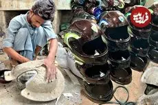 ببینید| فرآیند ساخت کلاه کاسکت در کارگاهی در پاکستان