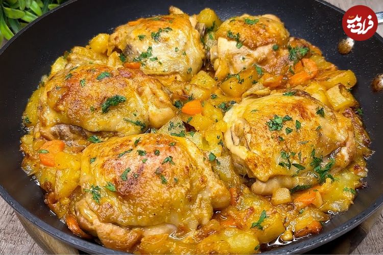 ببینید؛ طرز تهیه یک شام متفاوت با 5 عدد ران مرغ و سبزیجات به روش ایتالیایی ها