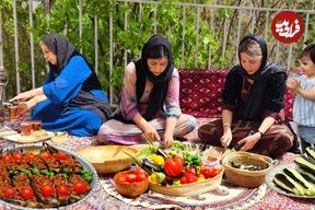 ببینید؛ غذای روستایی در کردستان؛ پخت یک غذای سنتی با بادمجان و گوشت بره