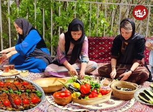 ببینید؛ غذای روستایی در کردستان؛ پخت یک غذای سنتی با بادمجان و گوشت بره