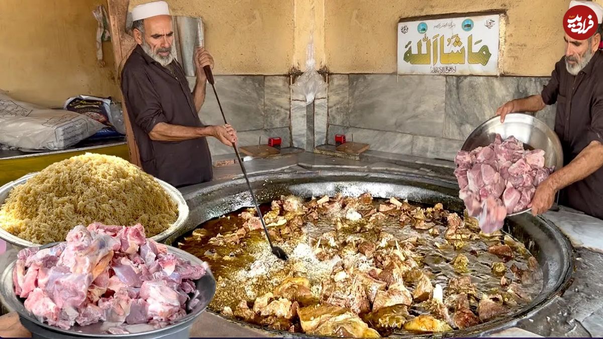 (ویدئو) غذای خیابانی؛ طبخ 700 کیلوگرم کابلی پلو توسط مشهورترین آشپز پاکستان