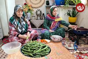 ببینید؛ غذای روستایی در ایران؛ پخت باقالی پلو با گوشت بره و دلمه بادمجان