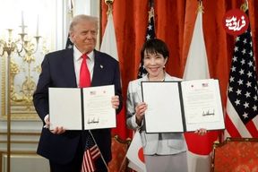 عکس؛ ‏اعتراض ژاپنی‌ها به رفتار نخست‌وزیرشان با ‎ترامپ