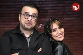 تصاویر؛ استایل راک و جذاب «مونا کرمی» در کنار همسرش؛ کت چرم مرواریددوزی در پشت صحنه تئاتر! 