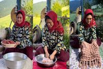 ببینید؛  غذای روستایی در ایران؛ چیدن توت فرنگی و تهیه نان سنتی با آن ها