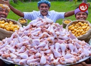 ببینید؛ غذای روستایی در هند؛ تهیه یک غذای محلی با مرغ، ادویه و سیب زمینی