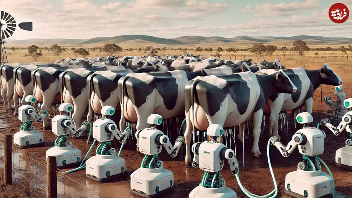 (ویدئو) چگونه دامداران از ربات ها برای پرورش «گاو و بز» استفاده می کنند؟