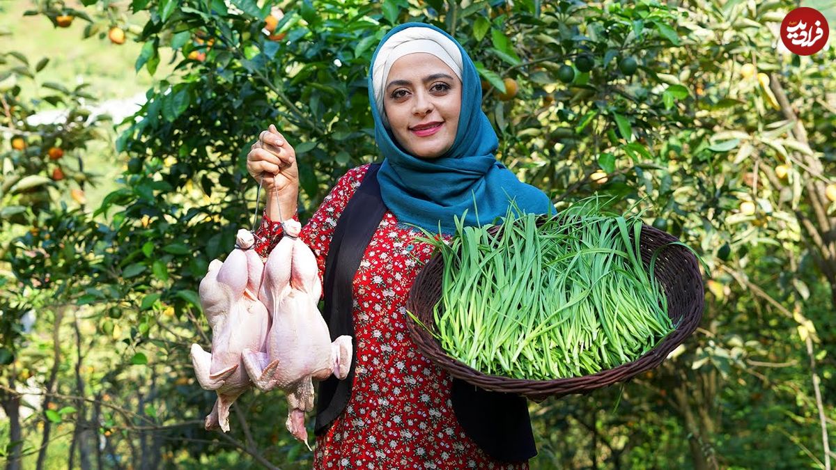 ببینید؛ غذای روستایی در گیلان؛ پخت سیر قلیه در طبیعت