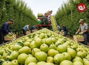 ببینید| نگاهی به مراحل کاشت و برداشت هزاران تن گلابی در باغات کالیفرنیا
