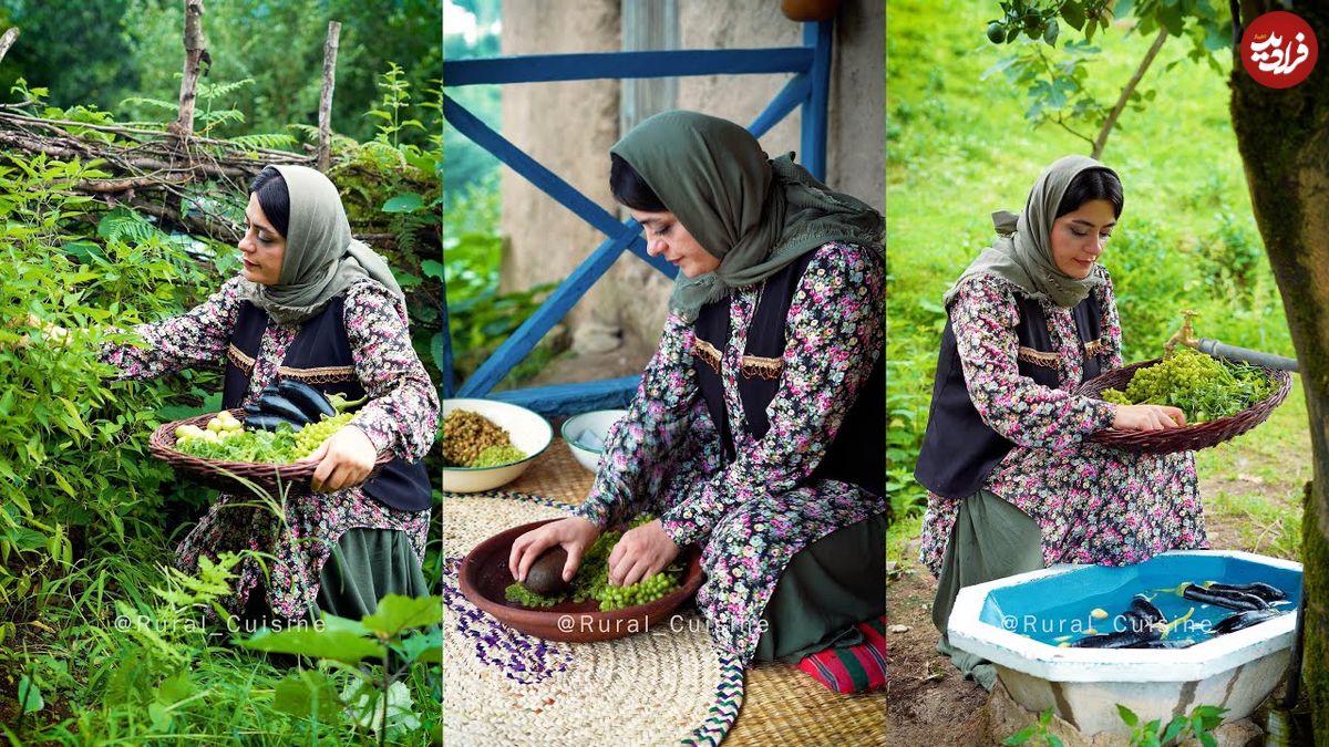 ببینید؛ غذای روستایی در ایران؛ برداشت بادمجان و فلفل از مزرعه و تهیه ترشی هفت بیجار