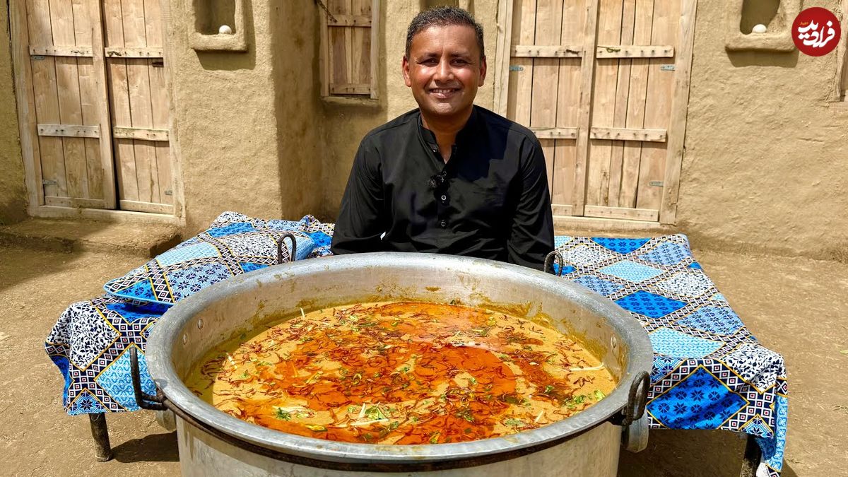 ببینید؛ غذای روستایی در پاکستان؛ پخت حلیم با ران گوسفند