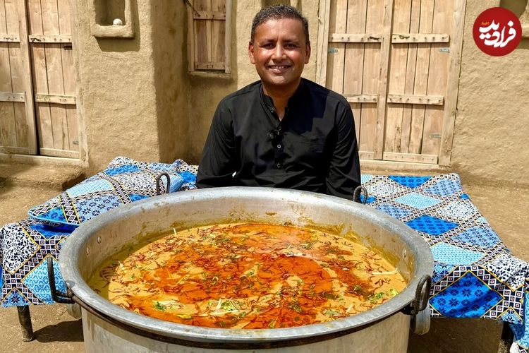 ببینید؛ غذای روستایی در پاکستان؛ پخت حلیم با ران گوسفند