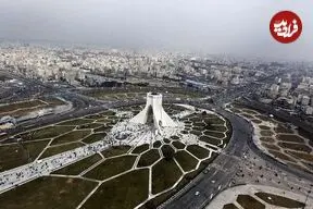 عکس| سفر زمان؛ منظرۀ «میدان آزادی» از بالا در سال 56