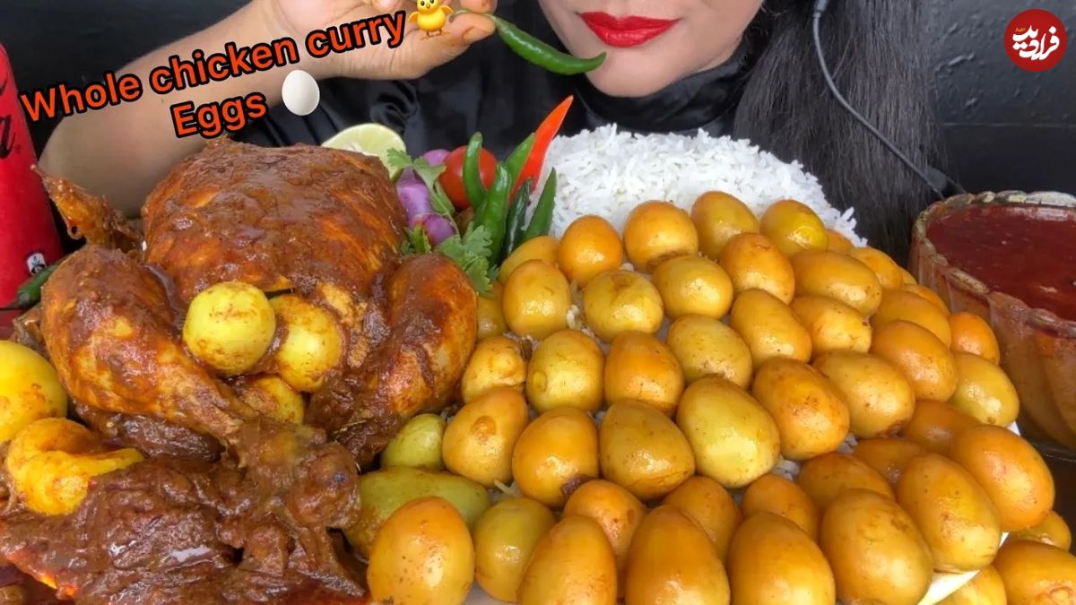 (ویدئو) خوردن 50 تخم مرغ و یک مرغ 3 کیلوگرمی با برنج توسط دختر مشهور هندی