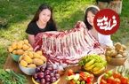 ببینید؛ غذای روستایی در تایلند؛ پخت غذا با دنده گوساله و سیب زمینی در طبیعت